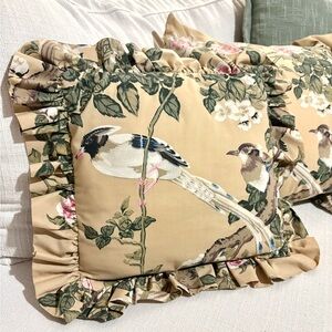 Chinoiserie Floral Bird Accent Pillows Set of 3 Coordinating VINTAGE